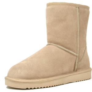 DREAM PAIRS Women’s Shorty-New Mid Calf Winter Snow Boots(Sand-classic)