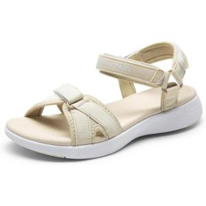 DREAM PAIRS Women’s Sport Athletic Sandals Outdoor Hiking Sandals(Beige/White)