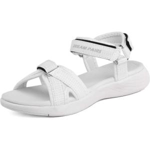 DREAM PAIRS Women’s Sport Athletic Sandals Outdoor Hiking Sandals(White)