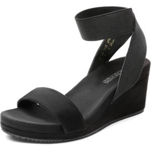 DREAM PAIRS womens Ankle Strap Platform Wedge Sandal(Black)