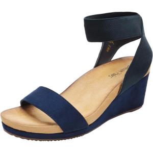 DREAM PAIRS womens Ankle Strap Platform Wedge Sandal(Navy)