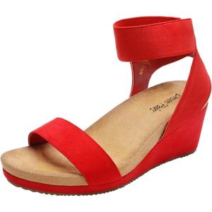 DREAM PAIRS womens Ankle Strap Platform Wedge Sandal(Red)