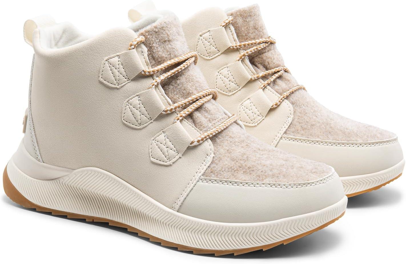 imageDREAM PAIRS Ankle Winter Boots for Women Waterproof Lace Up AntiSlip Warm Snow Booties Fashion Sneaker BootsBeige