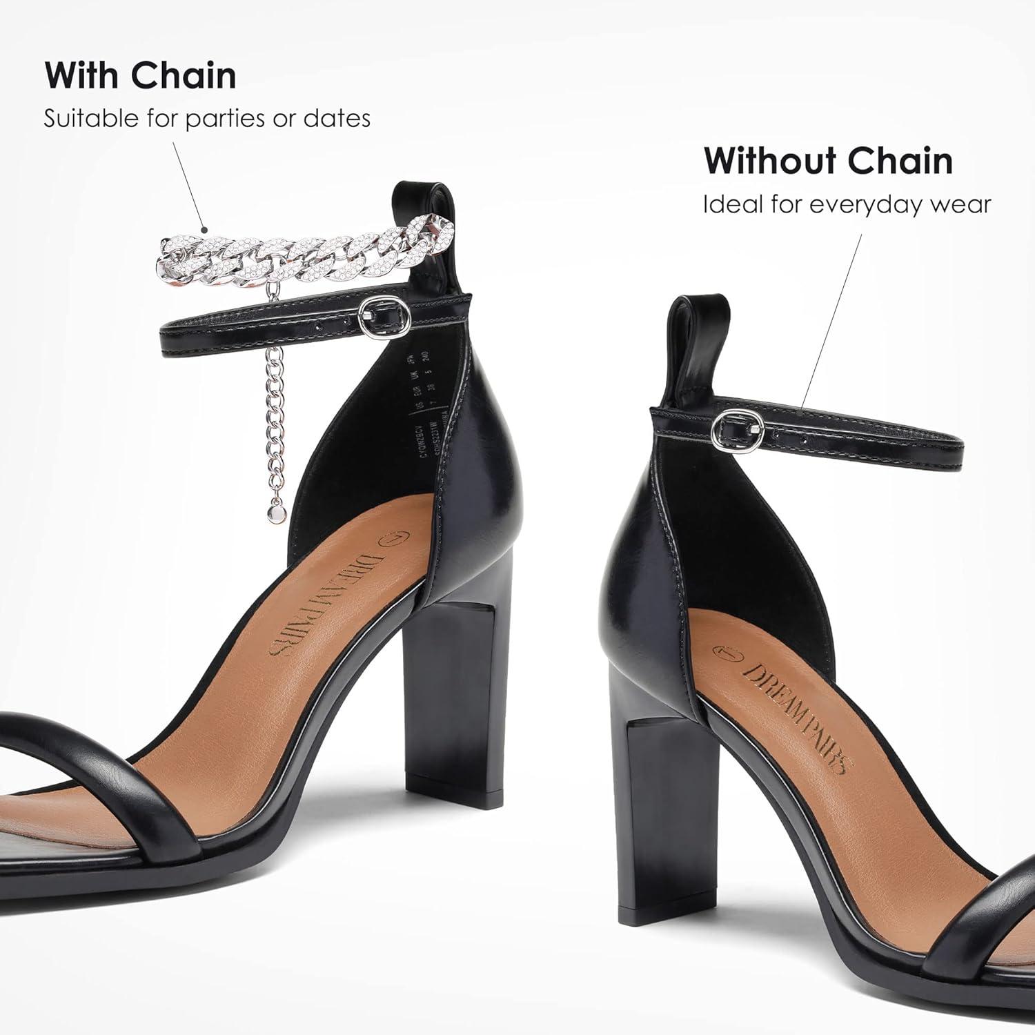 imageDREAM PAIRS Black High Heels Chunky Block Square Toe Heels for Women Sexy Dressy Open Toe Chain Heel Sandals Size 8 SDHS2231W
