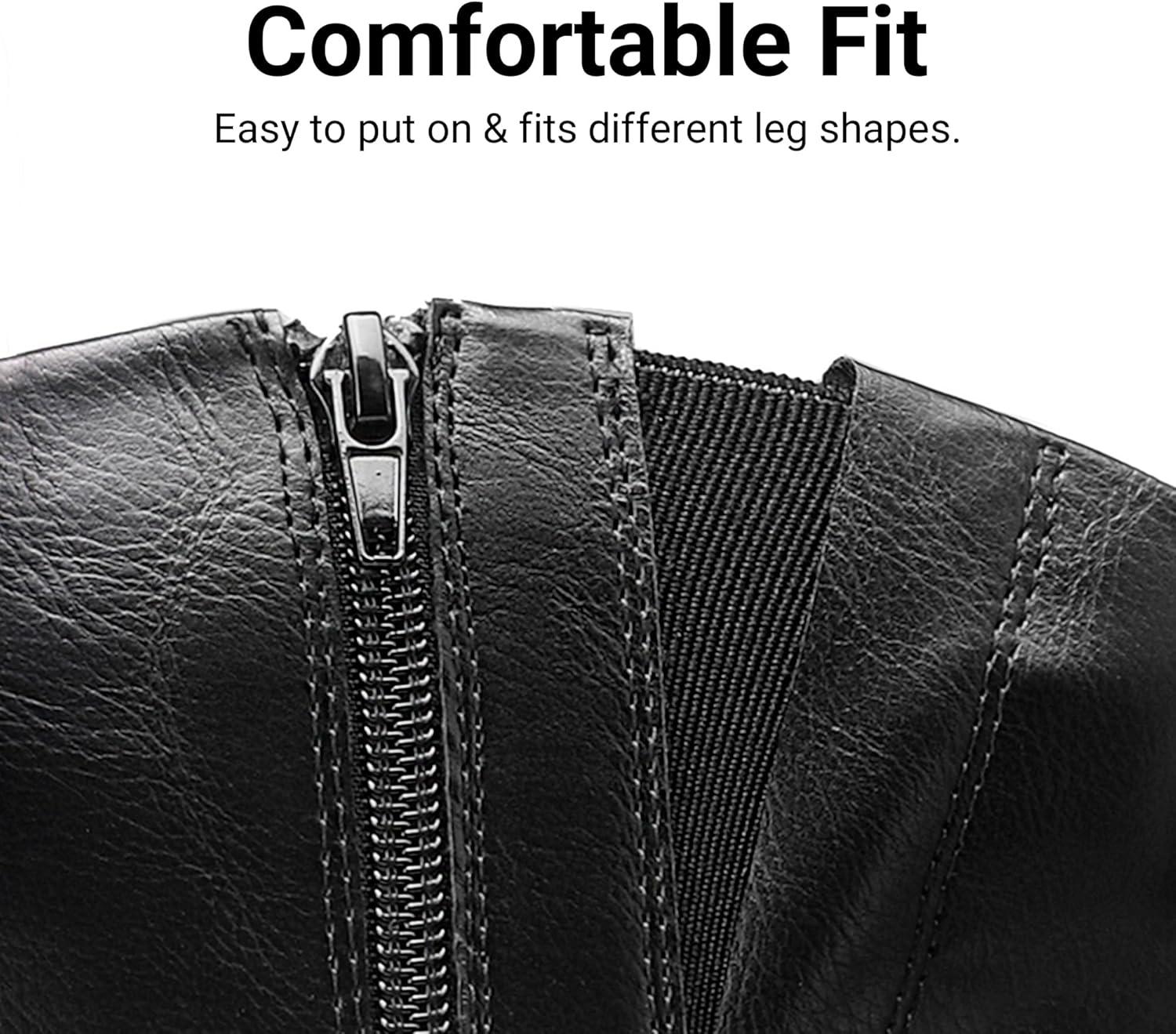 imageDREAM PAIRS Boots For Women Knee High Comfortable Pull On Side Zipper Buckle Riding BootsBlack