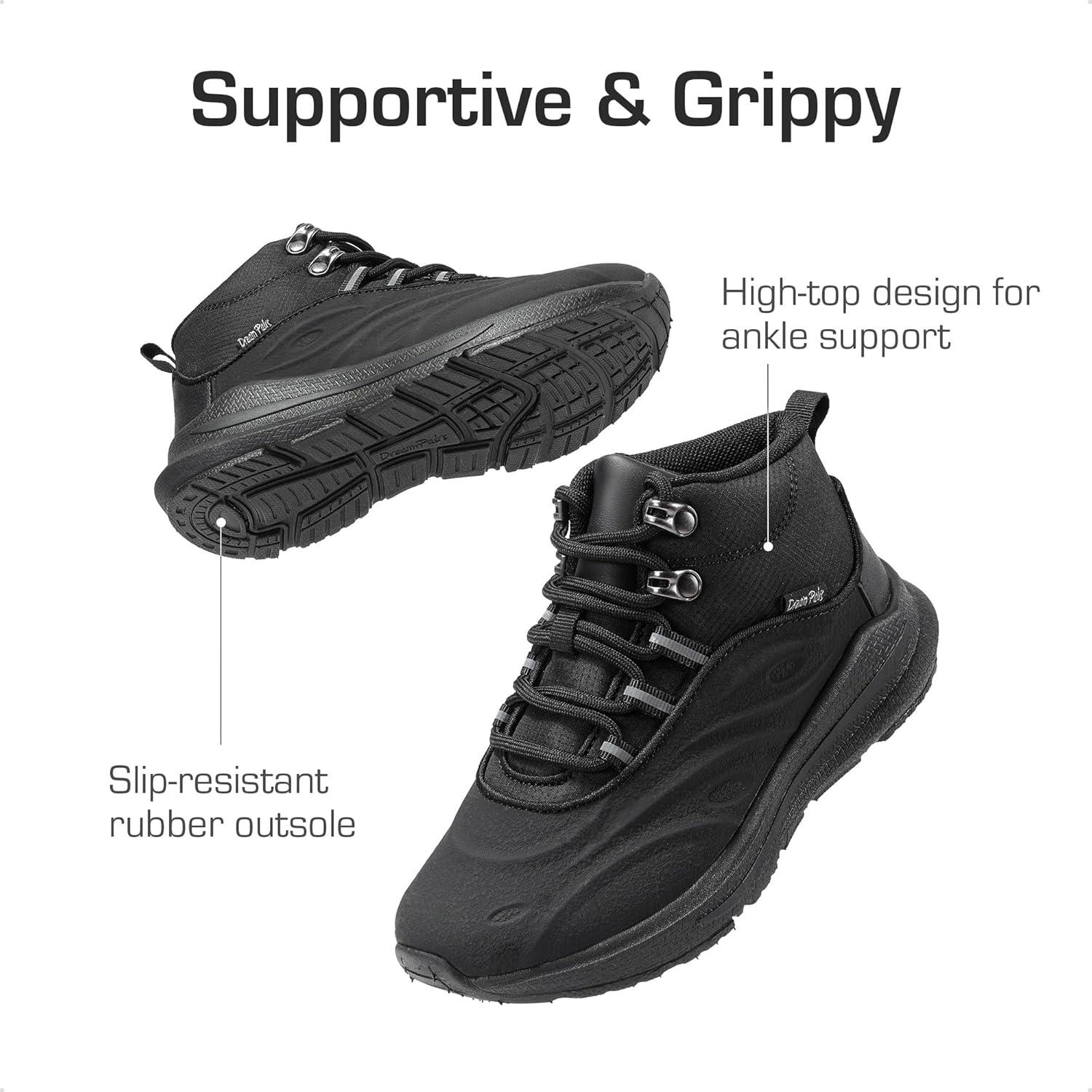 imageDREAM PAIRS Boys Girls Boots Kids High Top Sneakers Shoes Outdoor Hiking DuraPlay Lace Up Shoes for LittleBig KidBlack