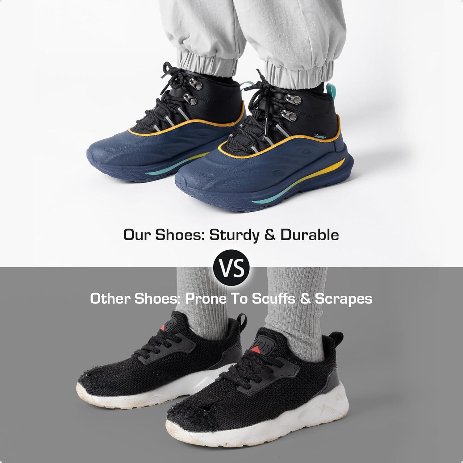 imageDREAM PAIRS Boys Girls Boots Kids High Top Sneakers Shoes Outdoor Hiking DuraPlay Lace Up Shoes for LittleBig KidDark BlueBlack