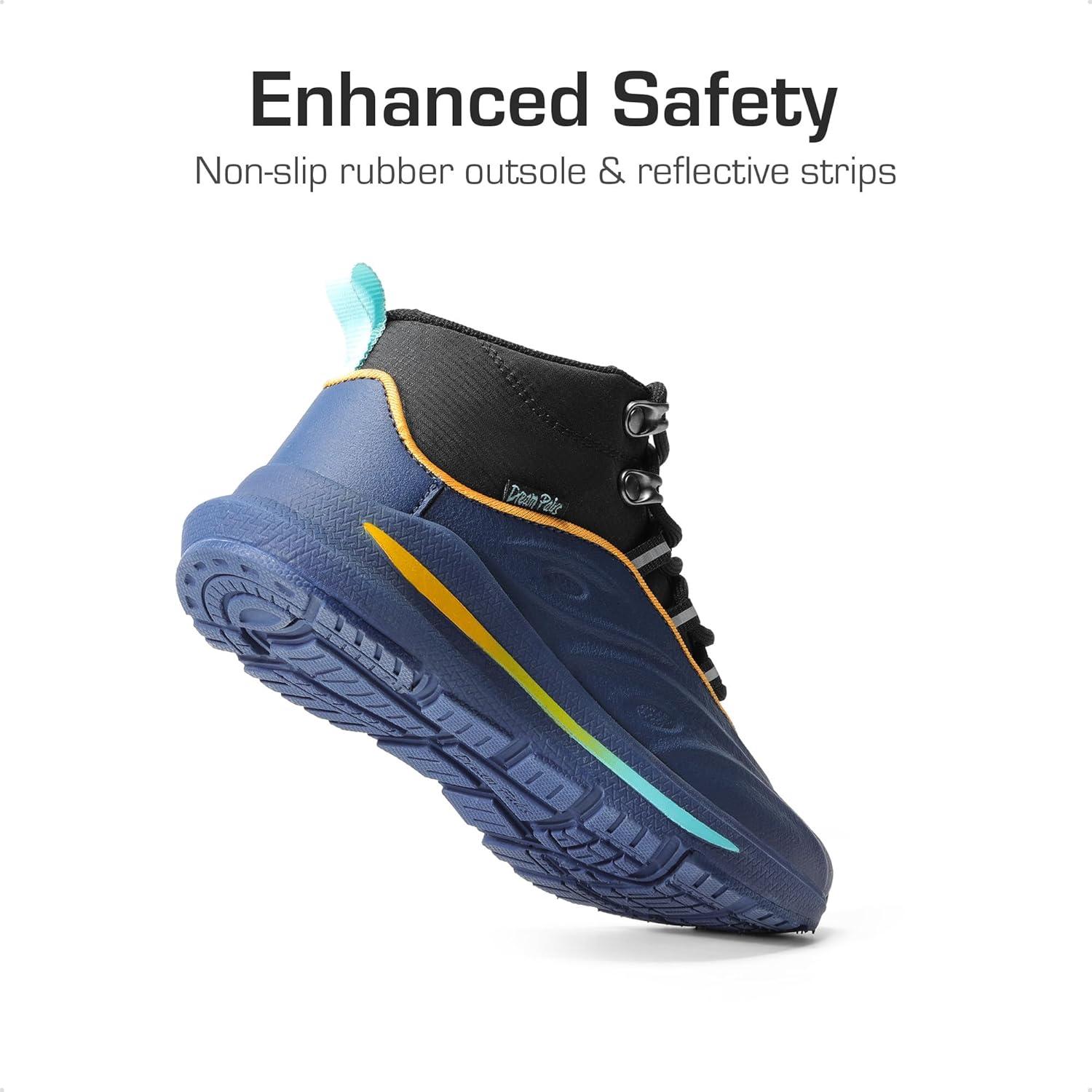 imageDREAM PAIRS Boys Girls Boots Kids High Top Sneakers Shoes Outdoor Hiking DuraPlay Lace Up Shoes for LittleBig KidDark BlueBlack