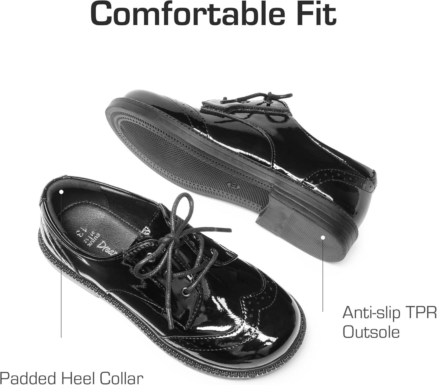imageDREAM PAIRS Boys Girls Dress Shoes Kids School Uniform Formal Casual Oxfords for Toddler Little KidBlackpat