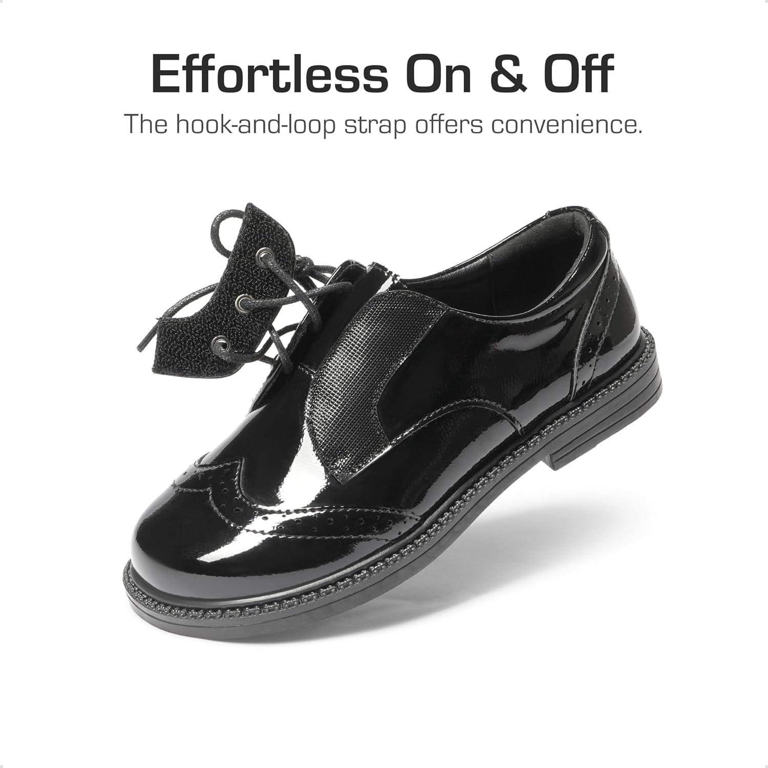 imageDREAM PAIRS Boys Girls Dress Shoes Kids School Uniform Formal Casual Oxfords for Toddler Little KidBlackpat