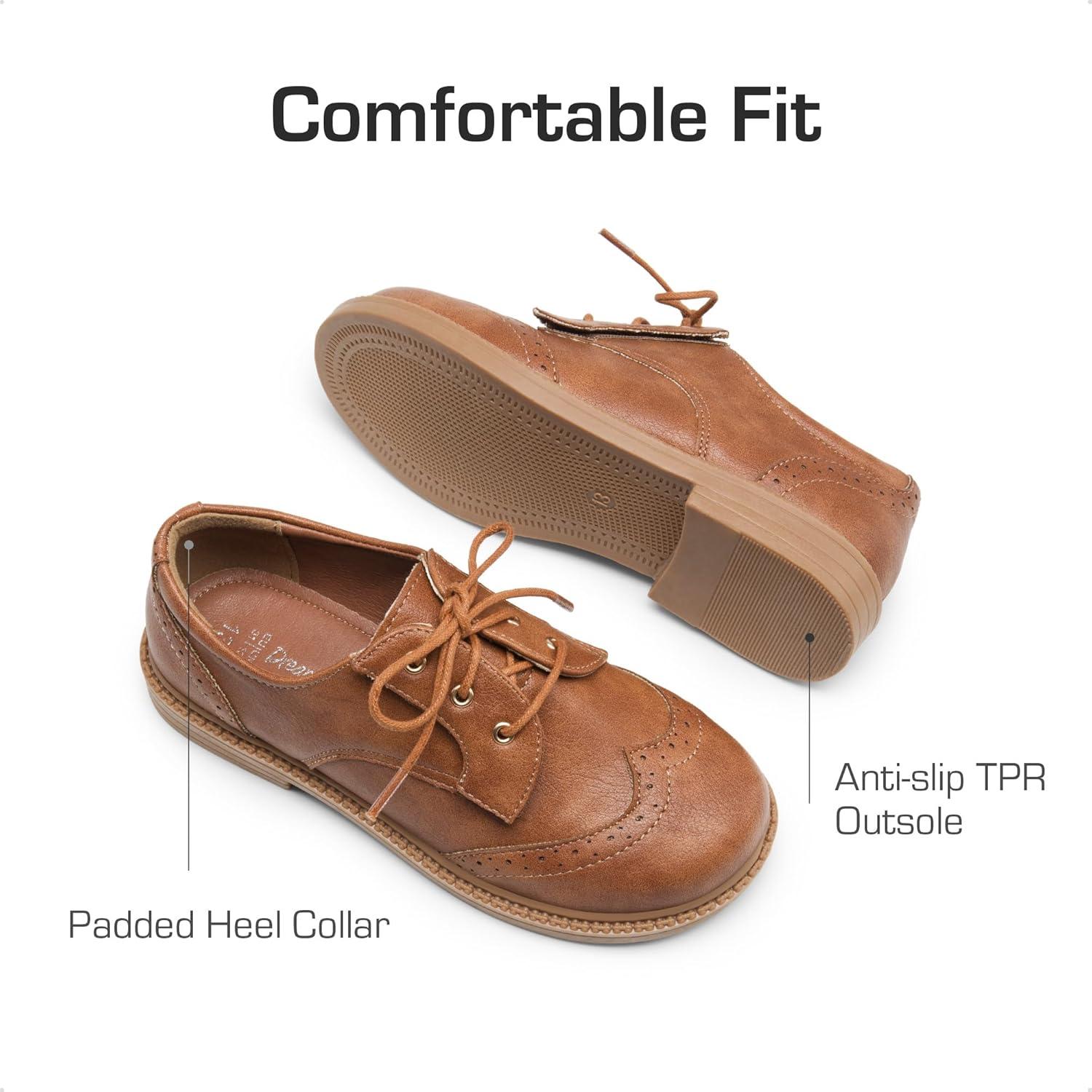 imageDREAM PAIRS Boys Girls Dress Shoes Kids School Uniform Formal Casual Oxfords for Toddler Little KidBrown