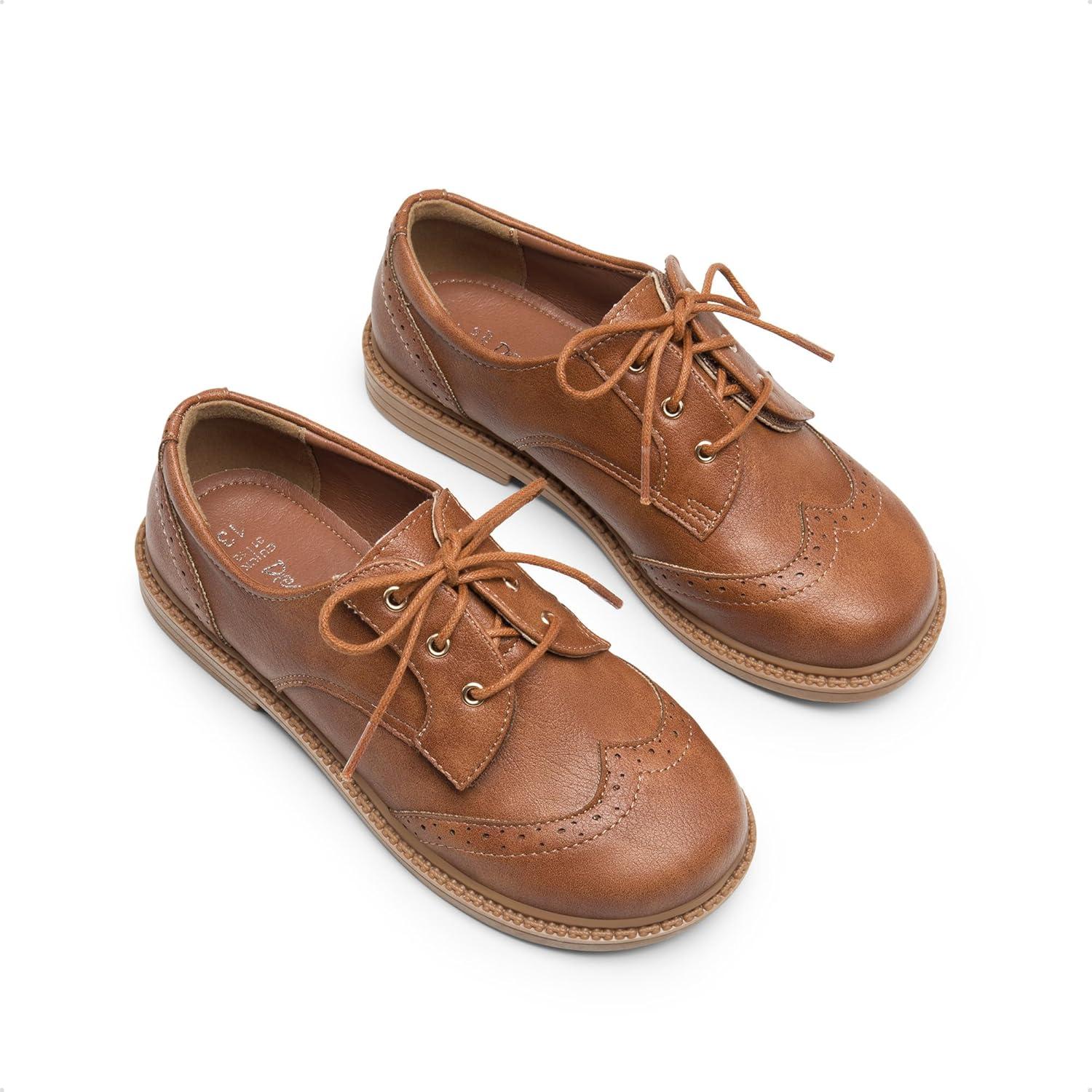 imageDREAM PAIRS Boys Girls Dress Shoes Kids School Uniform Formal Casual Oxfords for Toddler Little KidBrown