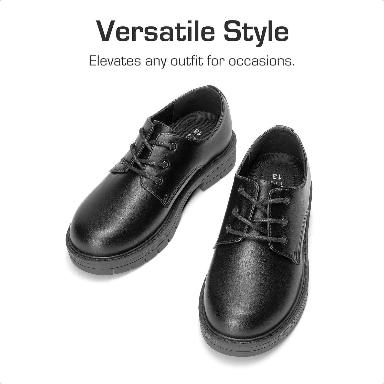 imageDREAM PAIRS Boys Girls Dress Shoes Kids Uniform Formal Classic Oxfords Laceup for Toddler Little Big KidAll Black