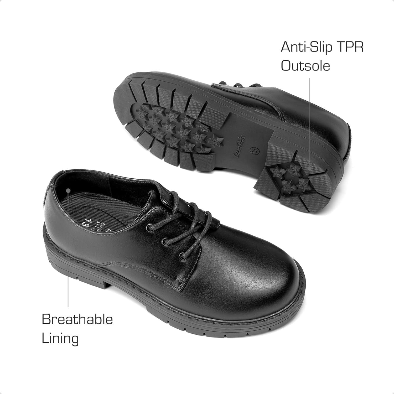imageDREAM PAIRS Boys Girls Dress Shoes Kids Uniform Formal Classic Oxfords Laceup for Toddler Little Big KidAll Black