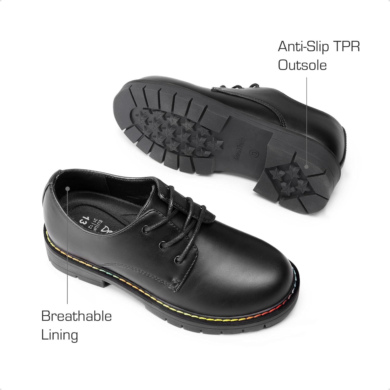 imageDREAM PAIRS Boys Girls Dress Shoes Kids Uniform Formal Classic Oxfords Laceup for Toddler Little Big KidBlackpu