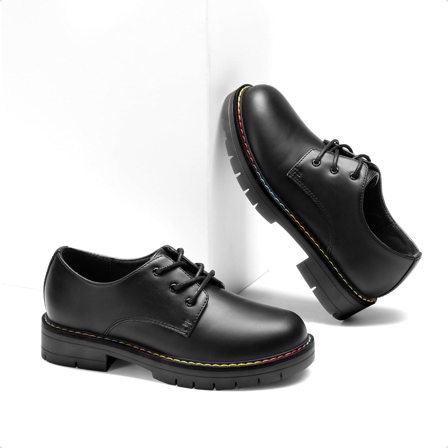 imageDREAM PAIRS Boys Girls Dress Shoes Kids Uniform Formal Classic Oxfords Laceup for Toddler Little Big KidBlackpu