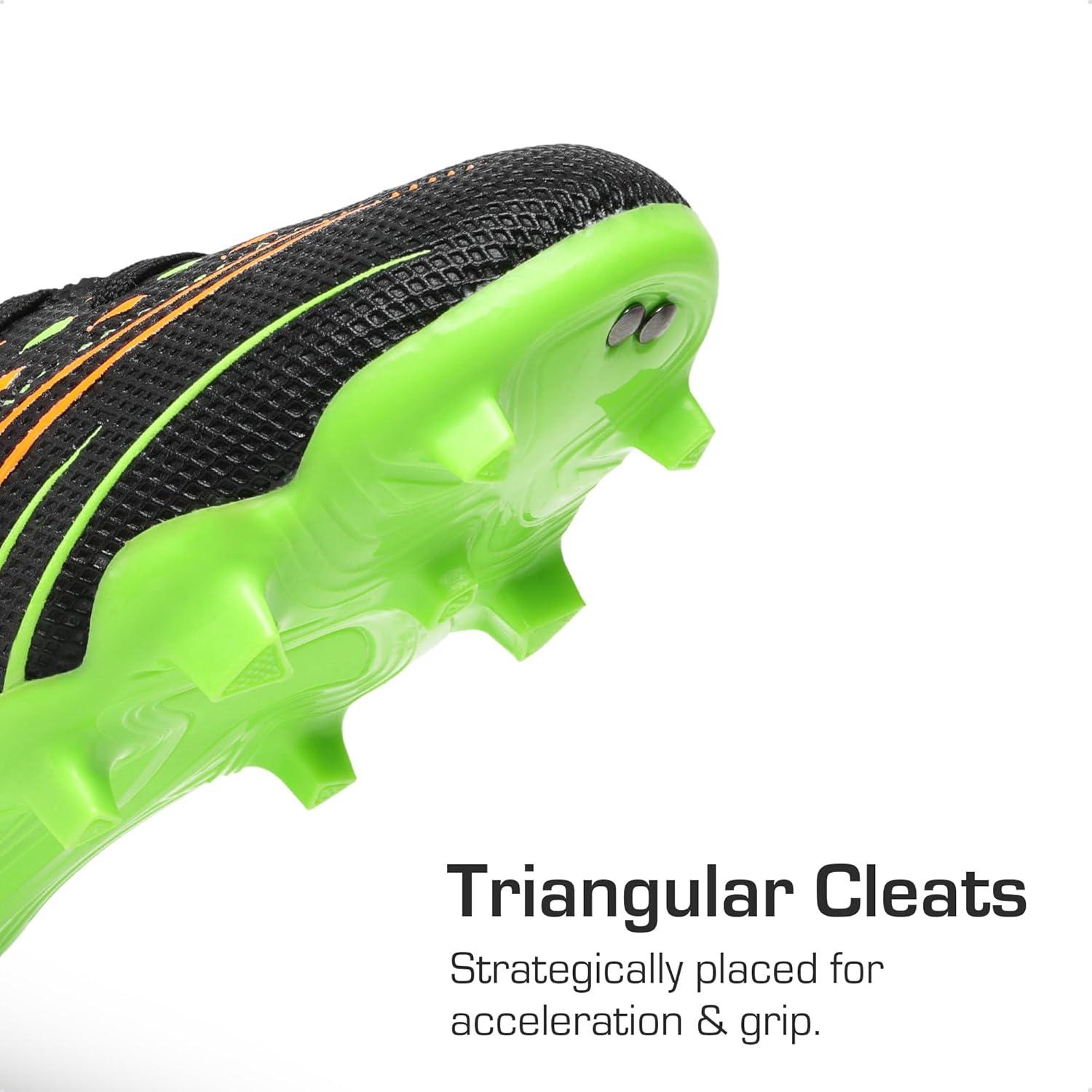 imageDREAM PAIRS Boys Girls Football Cleats Youth Firm Groud Outdoor Trainning Athletic Sport High Top Soccer Shoes for LittleBig KidBlackNeon Green