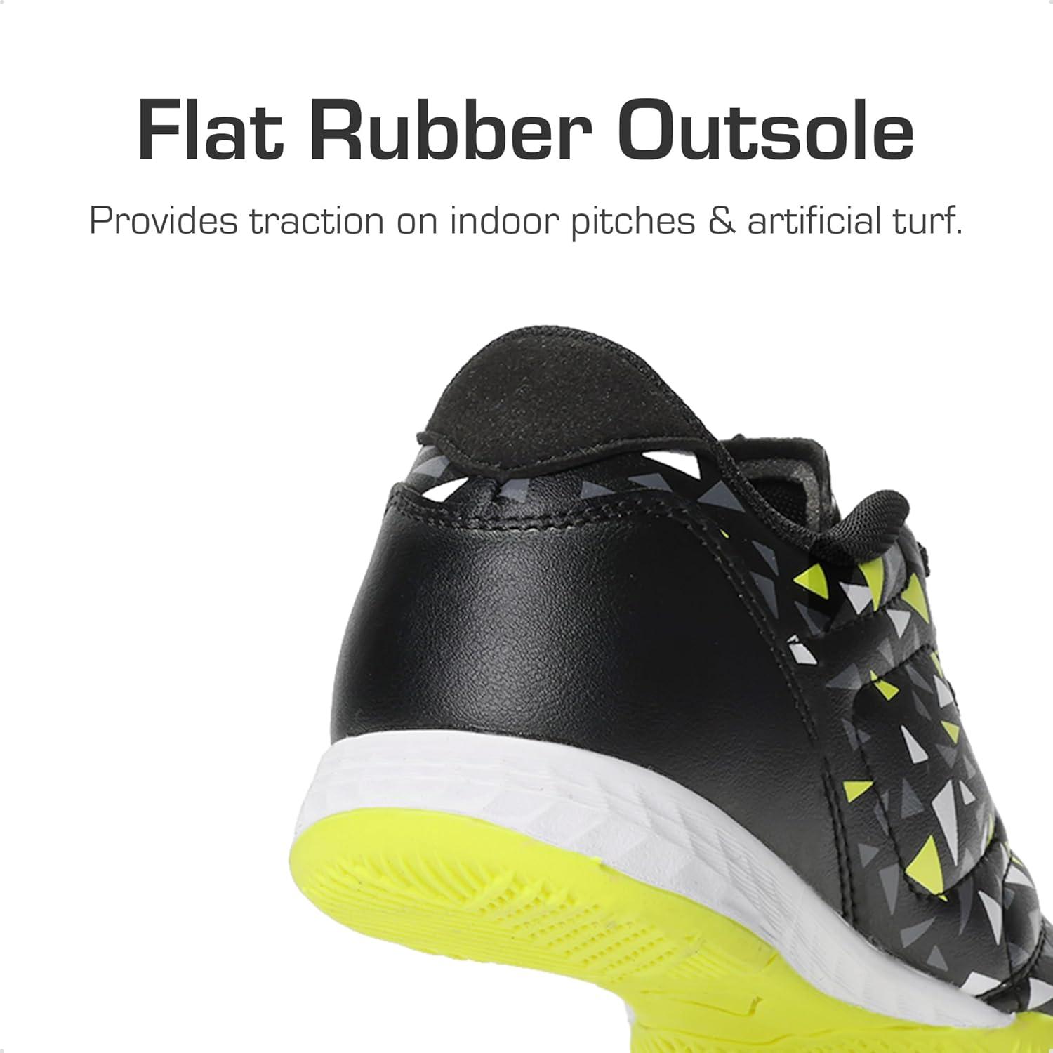 imageDREAM PAIRS Boys Girls Indoor Sneakers Lace Up Sport Athletic Casual IC Youth Futsal Football Soccer Shoes for LittleBig KidBlackNeonGreen