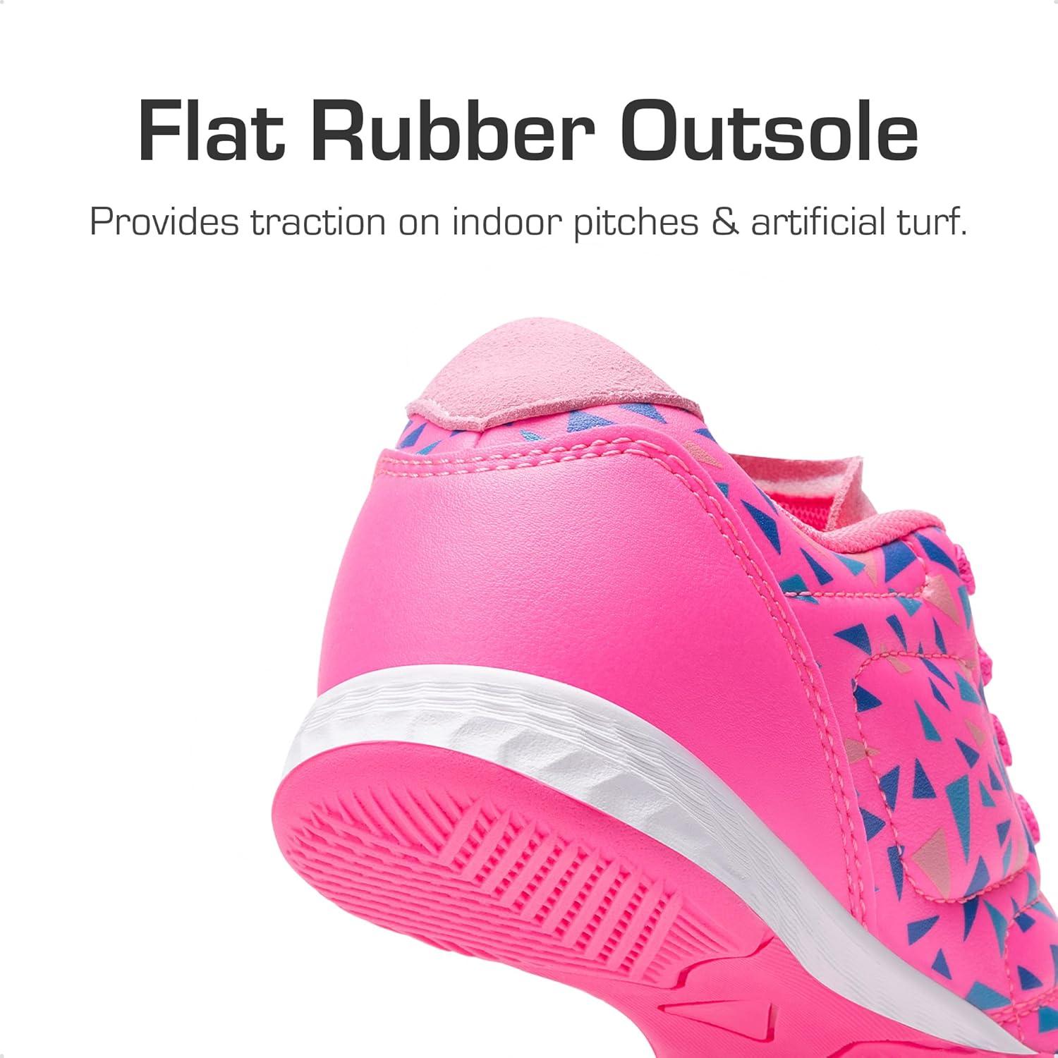 imageDREAM PAIRS Boys Girls Indoor Sneakers Lace Up Sport Athletic Casual IC Youth Futsal Football Soccer Shoes for LittleBig KidHot Pink