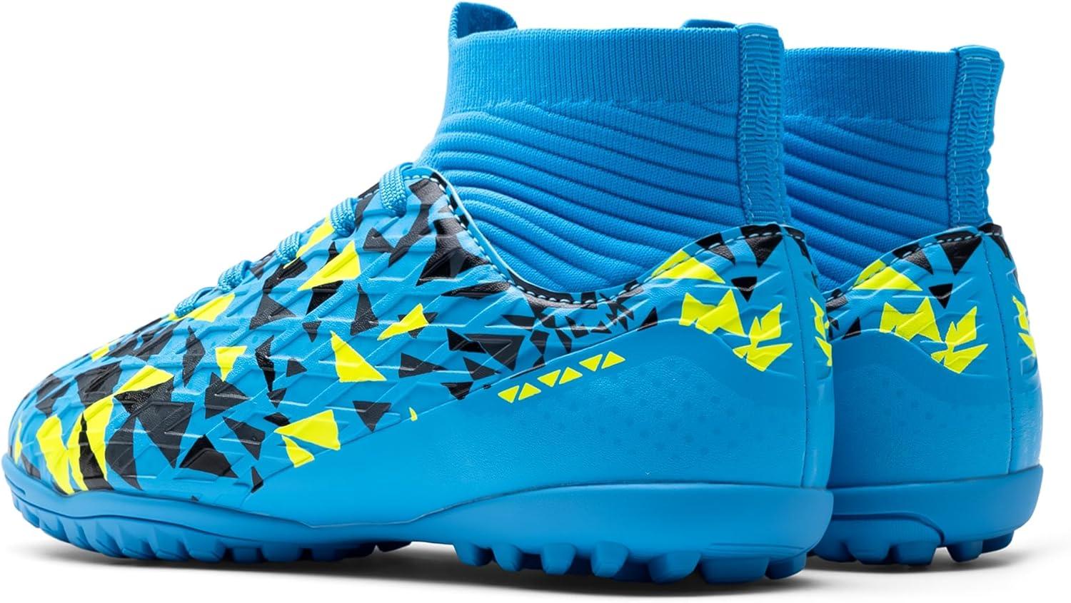 imageDREAM PAIRS Boys Girls Indoor Soccer Shoes High Top Football Turf Futsal Shoes for LittleBig KidBlue