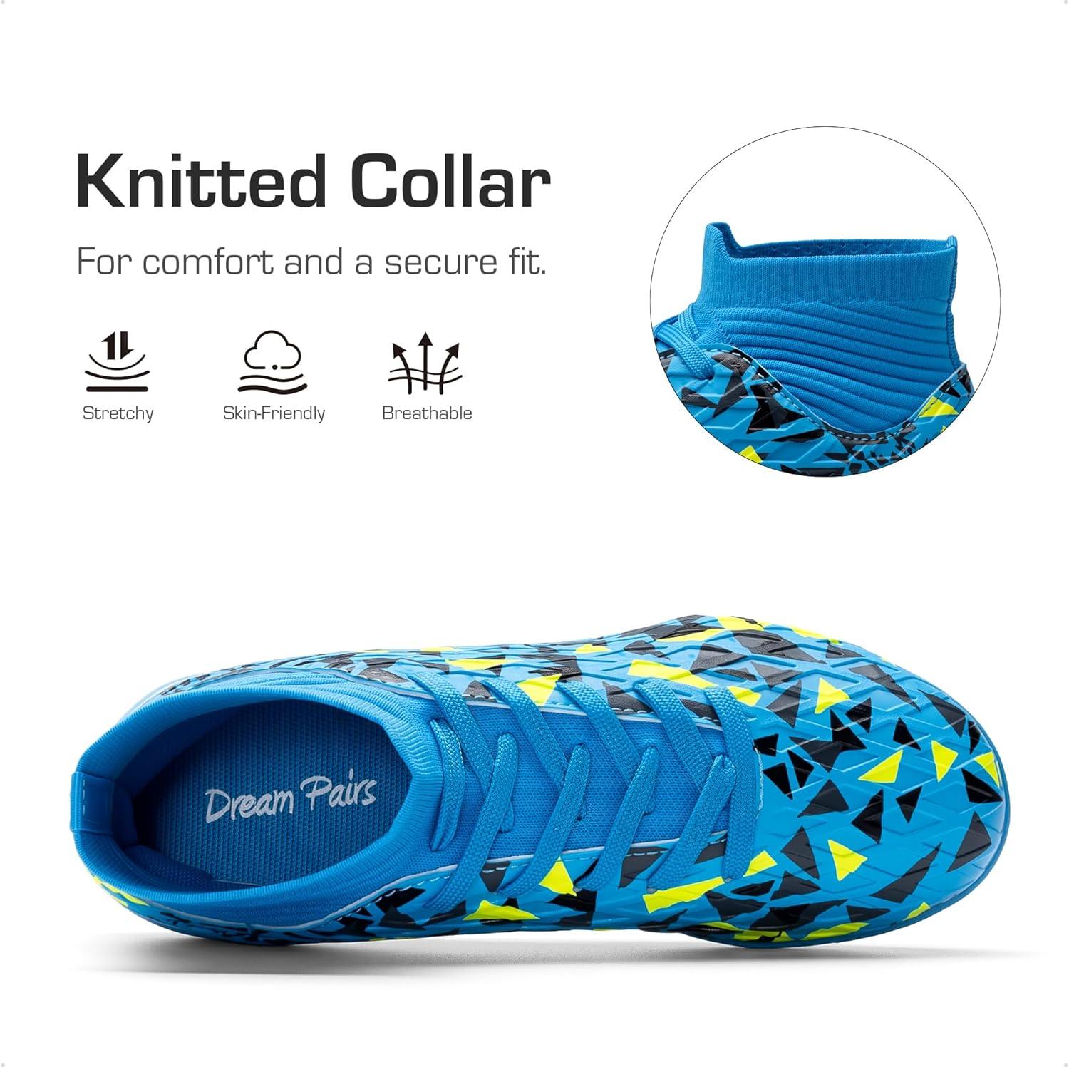 imageDREAM PAIRS Boys Girls Indoor Soccer Shoes High Top Football Turf Futsal Shoes for LittleBig KidBlue