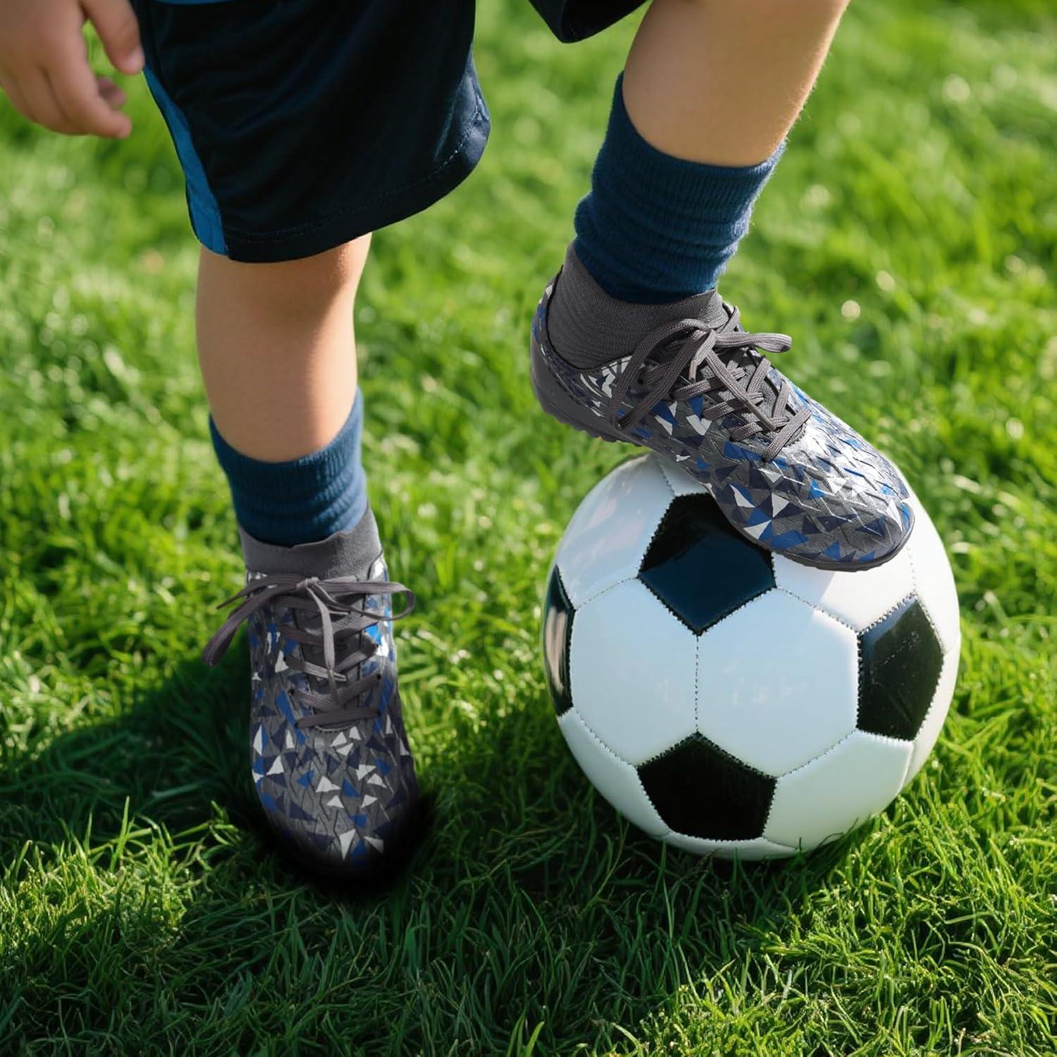 imageDREAM PAIRS Boys Girls Indoor Soccer Shoes High Top Football Turf Futsal Shoes for LittleBig KidGrey