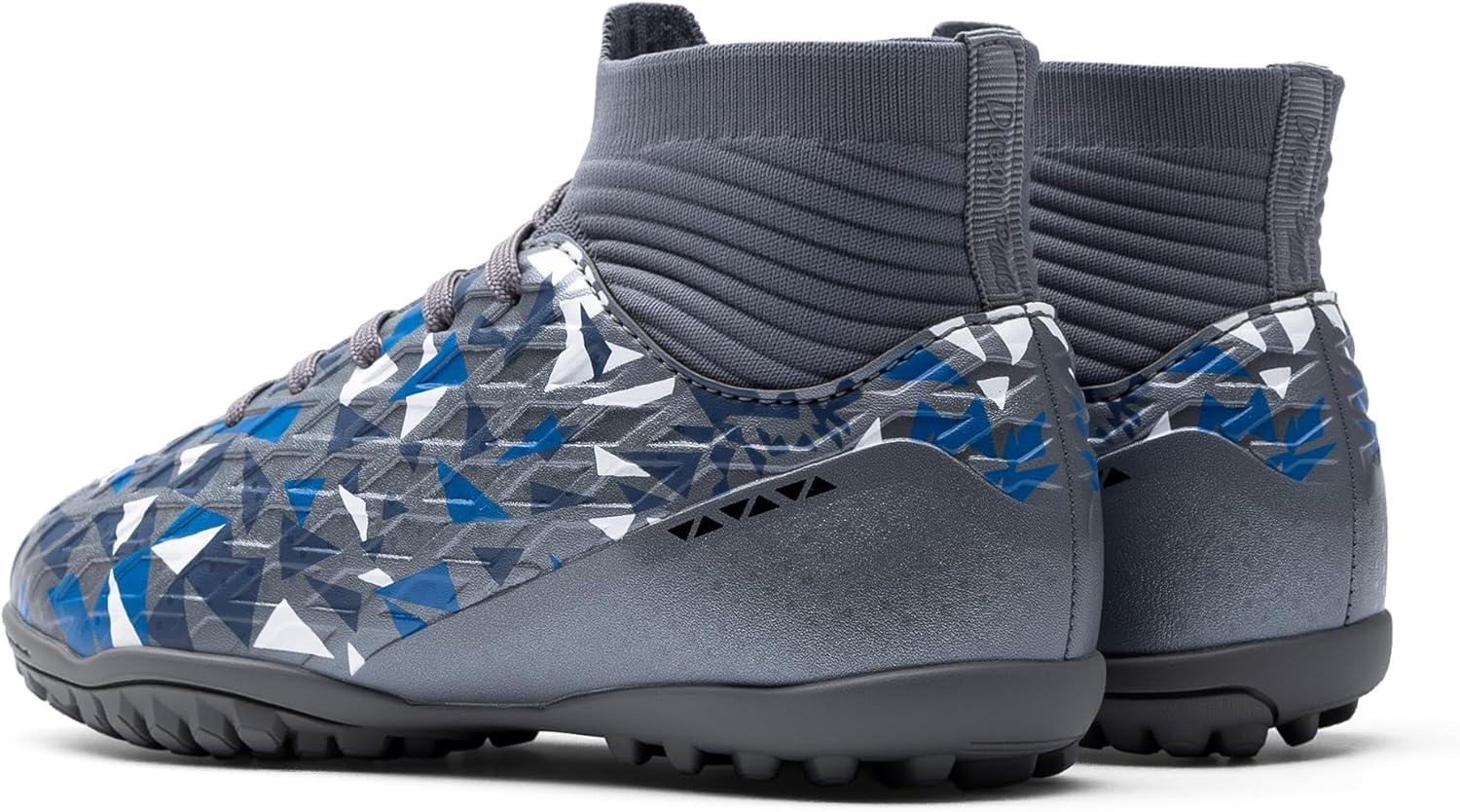 imageDREAM PAIRS Boys Girls Indoor Soccer Shoes High Top Football Turf Futsal Shoes for LittleBig KidGrey