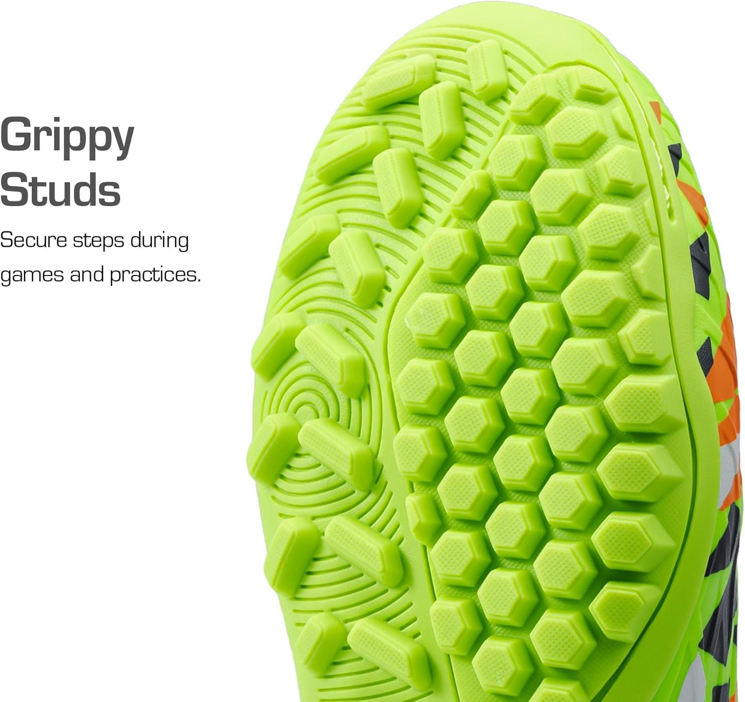 imageDREAM PAIRS Boys Girls Indoor Soccer Shoes High Top Football Turf Futsal Shoes for LittleBig KidNeon Green