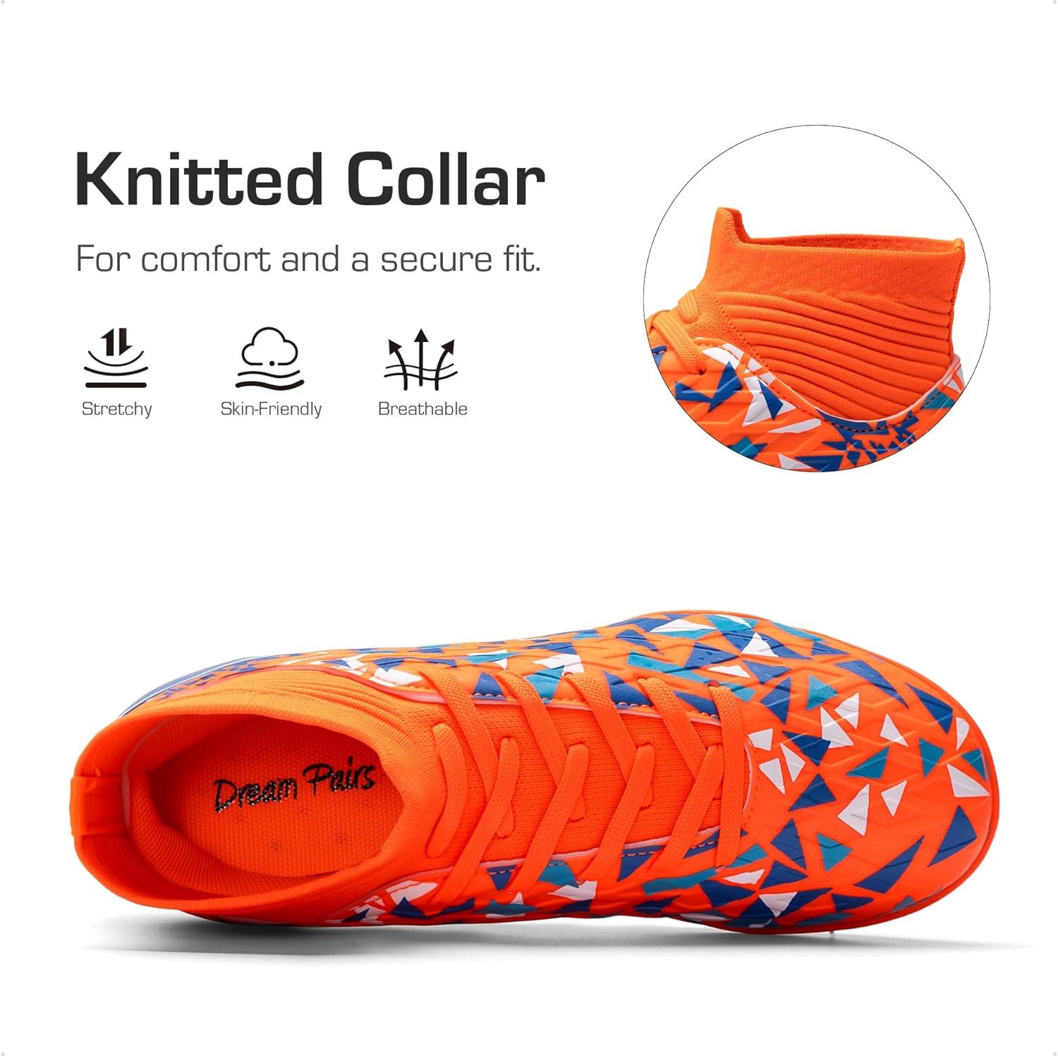 imageDREAM PAIRS Boys Girls Indoor Soccer Shoes High Top Football Turf Futsal Shoes for LittleBig KidOrange