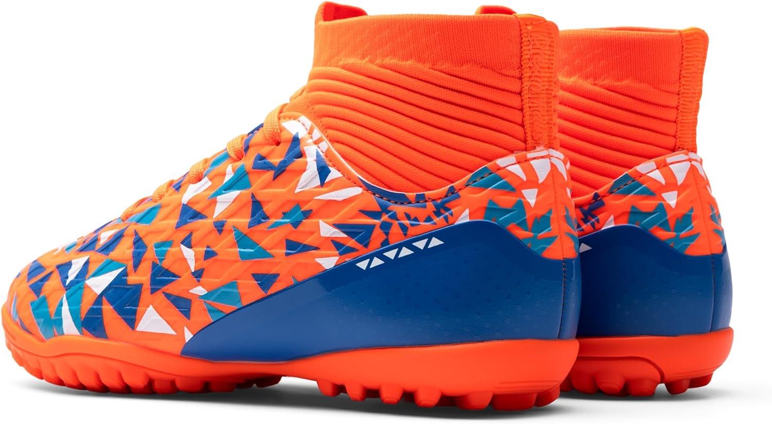 imageDREAM PAIRS Boys Girls Indoor Soccer Shoes High Top Football Turf Futsal Shoes for LittleBig KidOrange