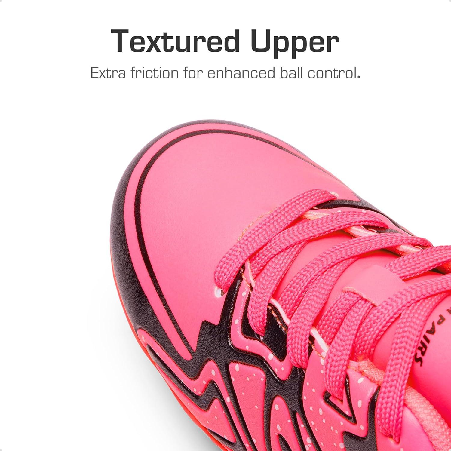 imageDREAM PAIRS Boys Girls Indoor Turf Soccer Cleats Lace Up Athletic Youth Futsal Football Shoes for LittleBig KidHot Pink