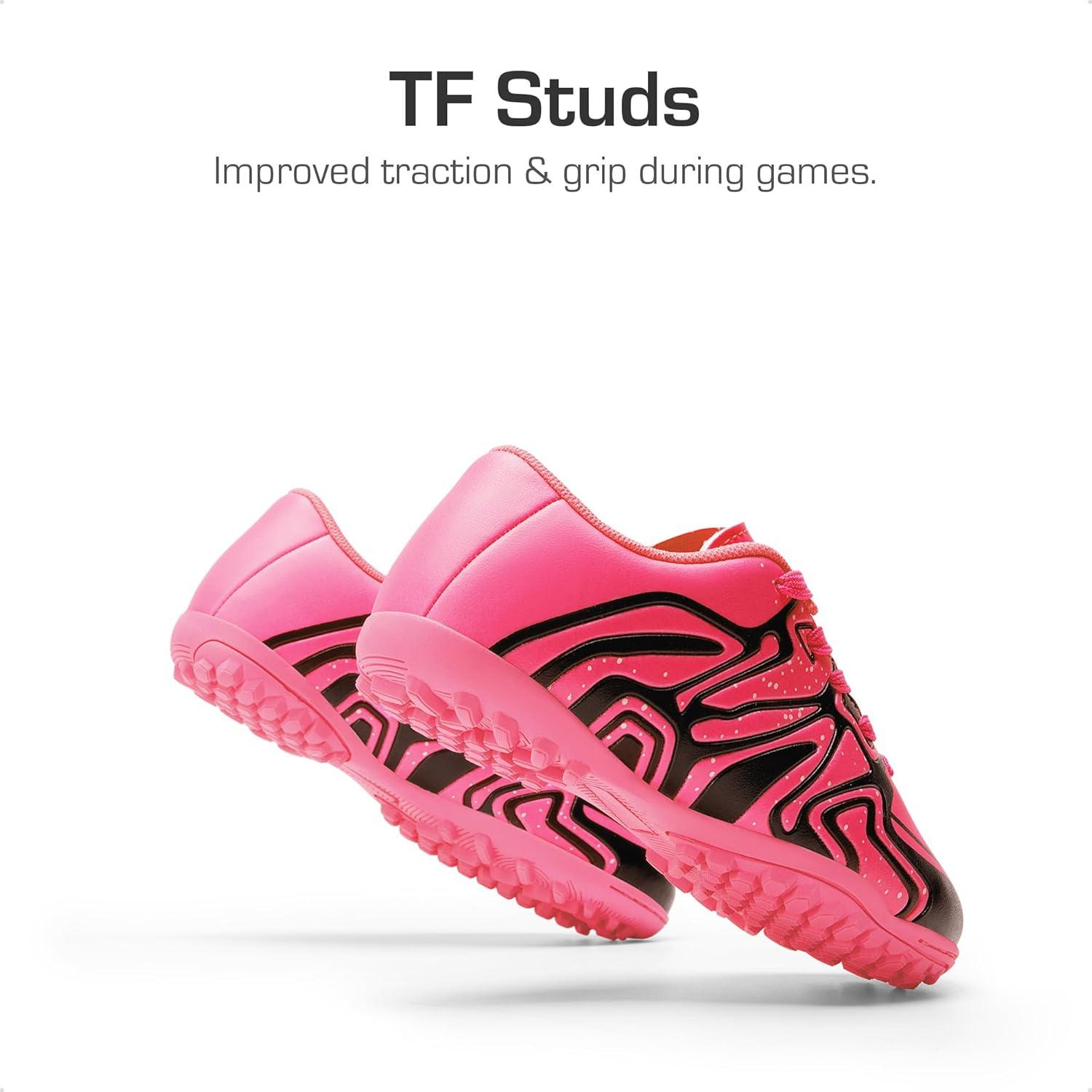 imageDREAM PAIRS Boys Girls Indoor Turf Soccer Cleats Lace Up Athletic Youth Futsal Football Shoes for LittleBig KidHot Pink