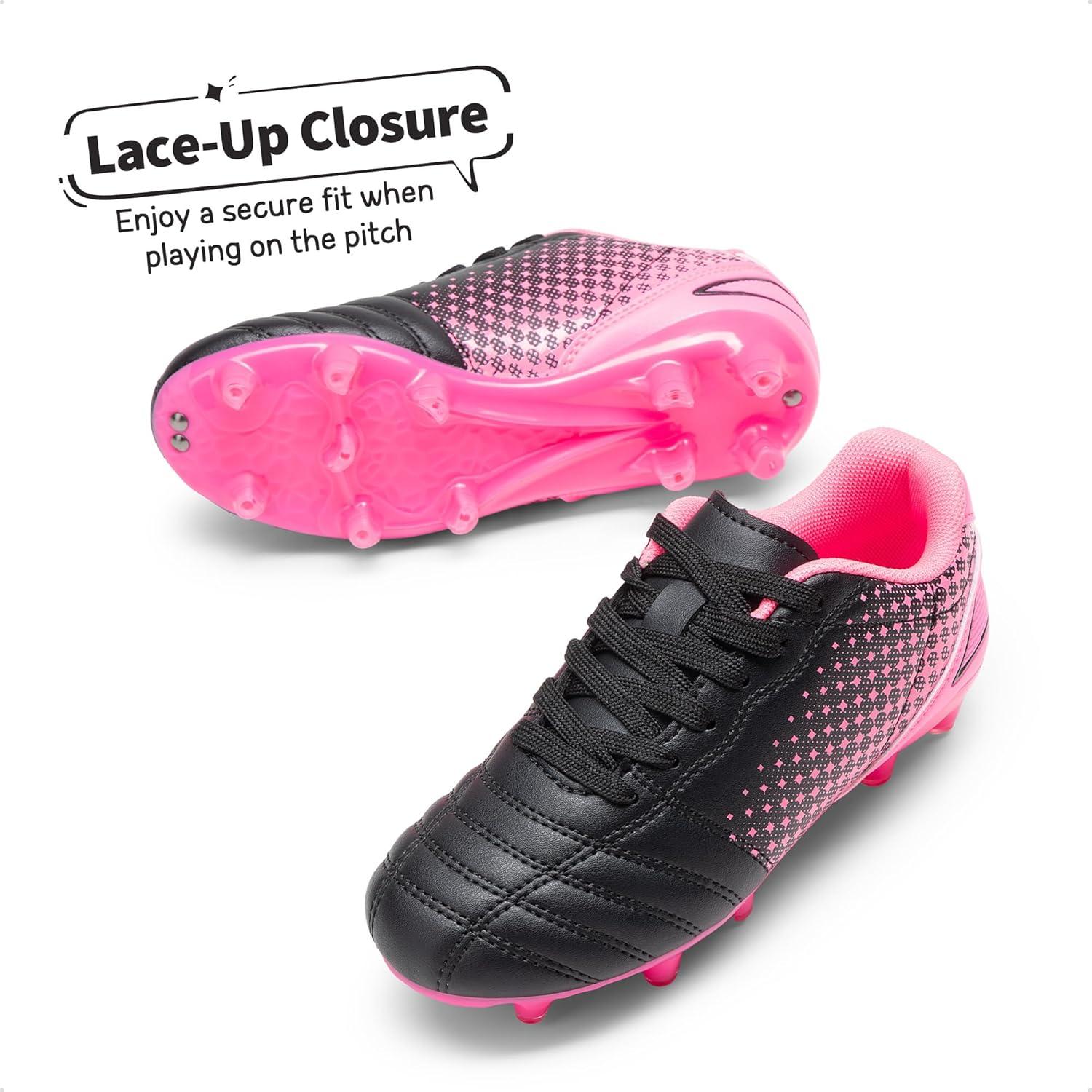 imageDREAM PAIRS Boys Girls Outdoor Sport Football Shoes Soccer Cleats for LittleBig KidBlackHot Pink