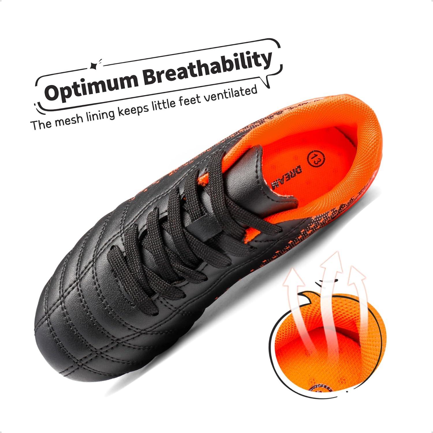 imageDREAM PAIRS Boys Girls Outdoor Sport Football Shoes Soccer Cleats for LittleBig KidBlackOrange