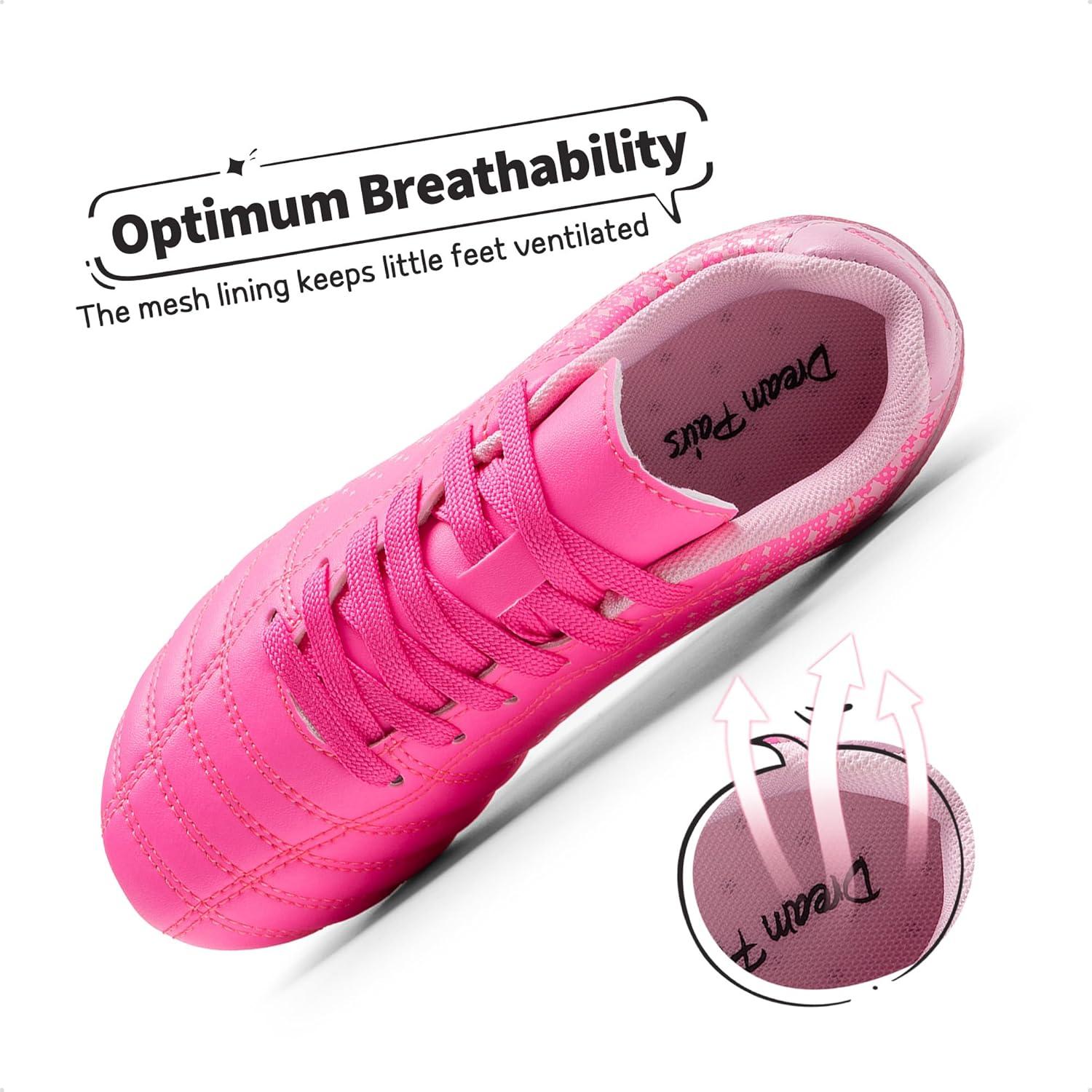 imageDREAM PAIRS Boys Girls Outdoor Sport Football Shoes Soccer Cleats for LittleBig KidHot Pink