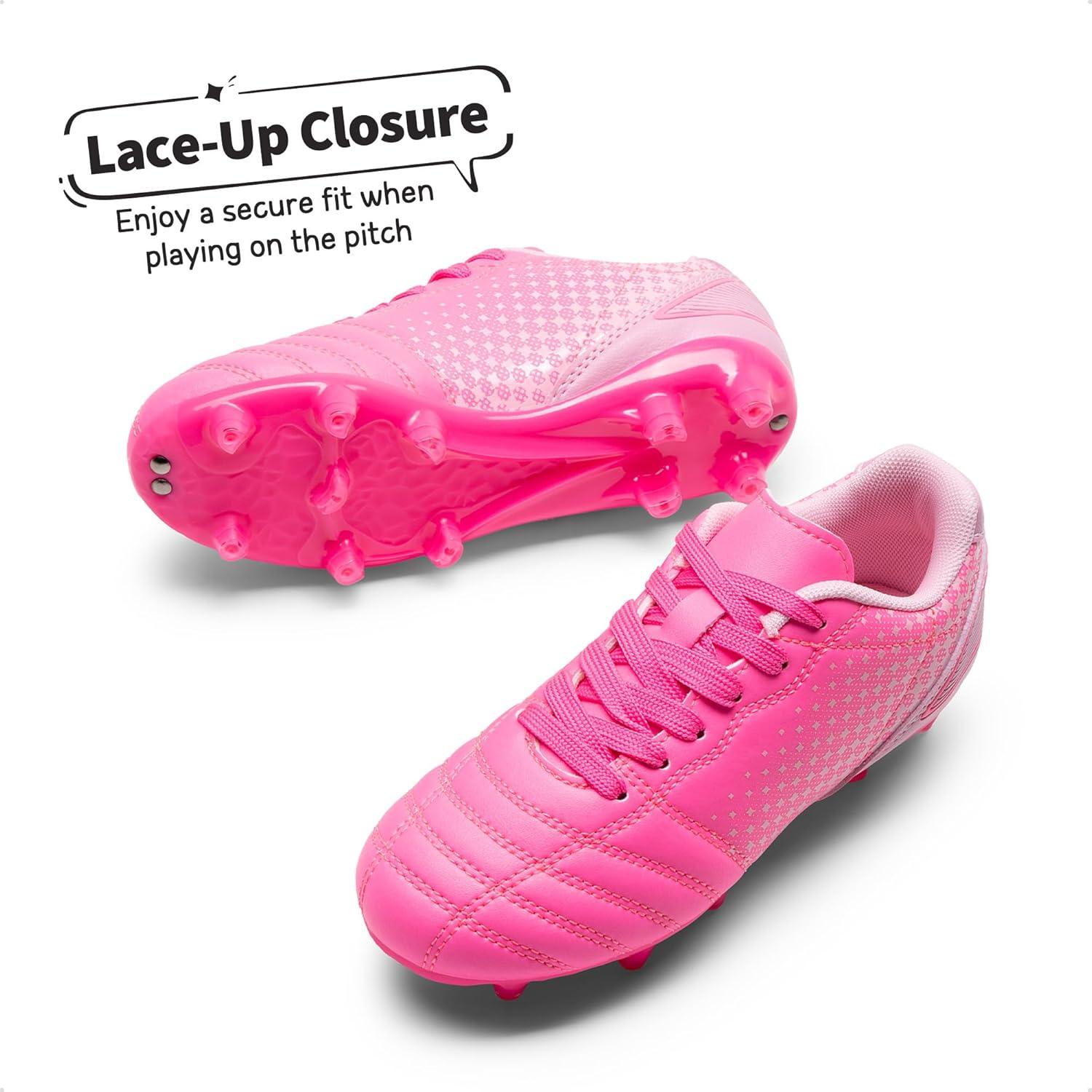 imageDREAM PAIRS Boys Girls Outdoor Sport Football Shoes Soccer Cleats for LittleBig KidHot Pink