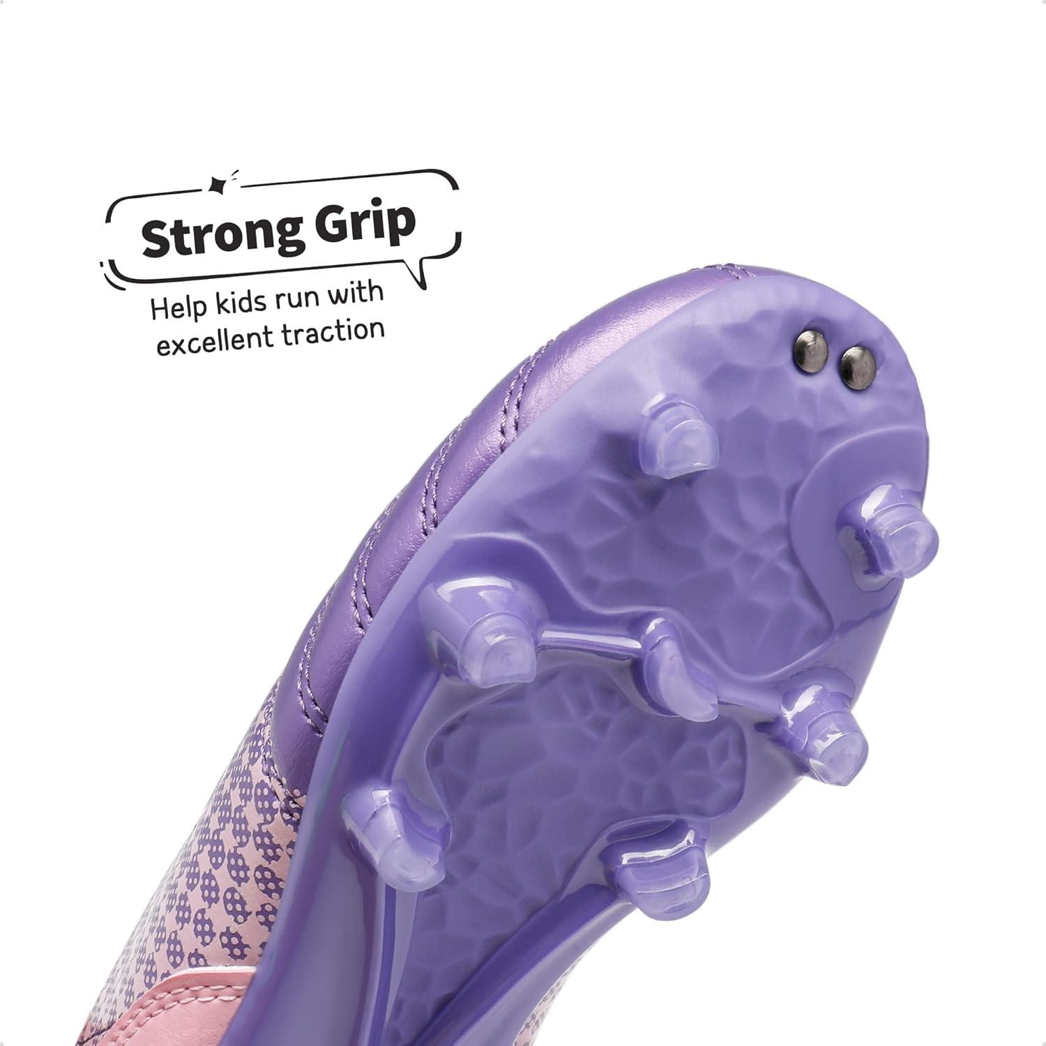 imageDREAM PAIRS Boys Girls Outdoor Sport Football Shoes Soccer Cleats for LittleBig KidLightPurplePink