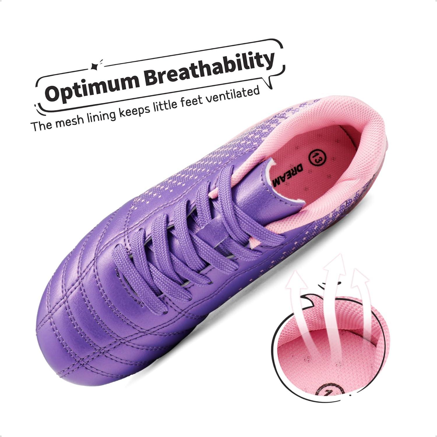 imageDREAM PAIRS Boys Girls Outdoor Sport Football Shoes Soccer Cleats for LittleBig KidLightPurplePink