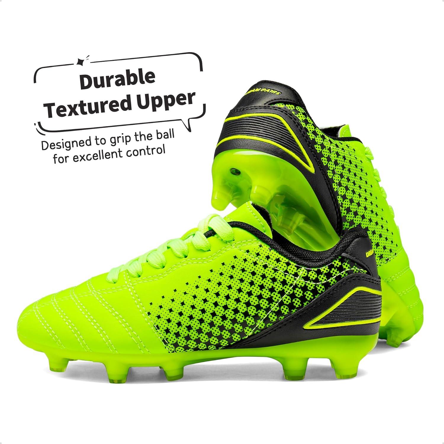 imageDREAM PAIRS Boys Girls Outdoor Sport Football Shoes Soccer Cleats for LittleBig KidNeonGreenBlack