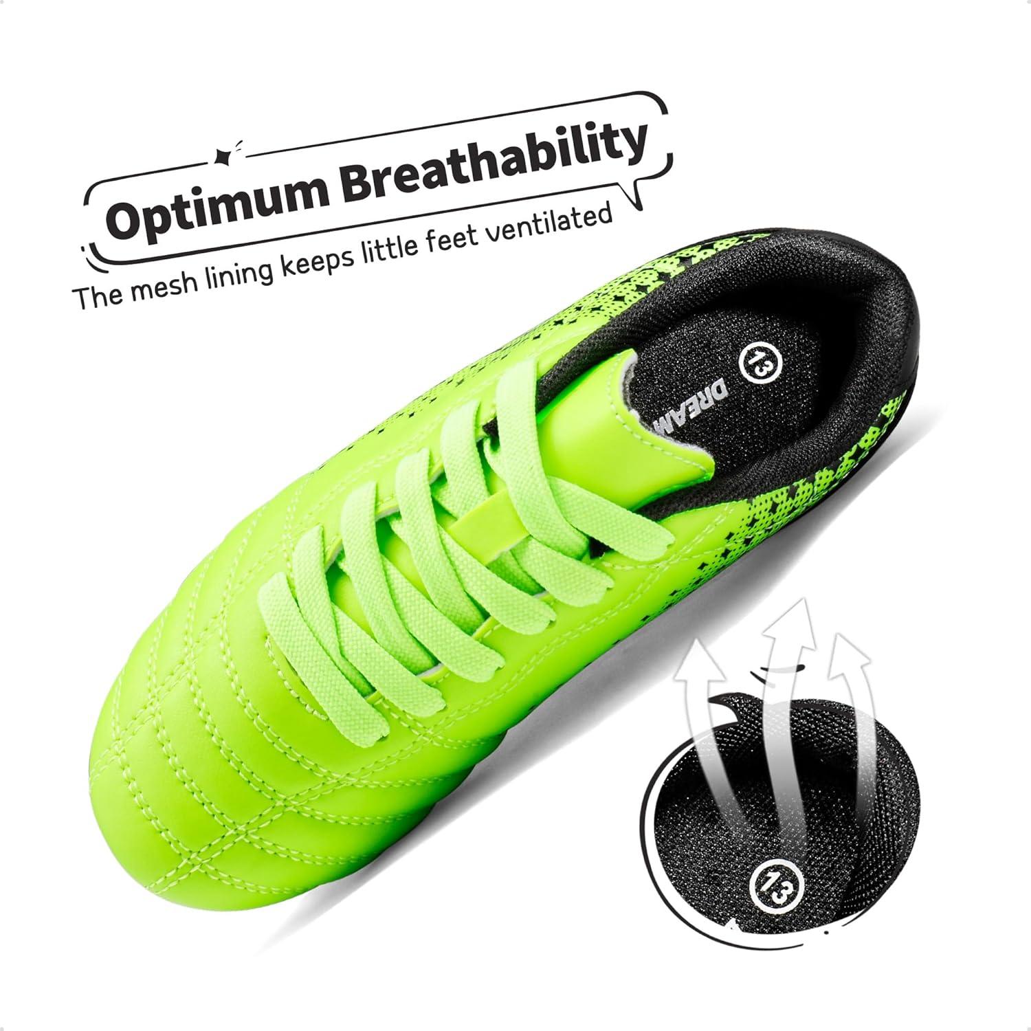 imageDREAM PAIRS Boys Girls Outdoor Sport Football Shoes Soccer Cleats for LittleBig KidNeonGreenBlack