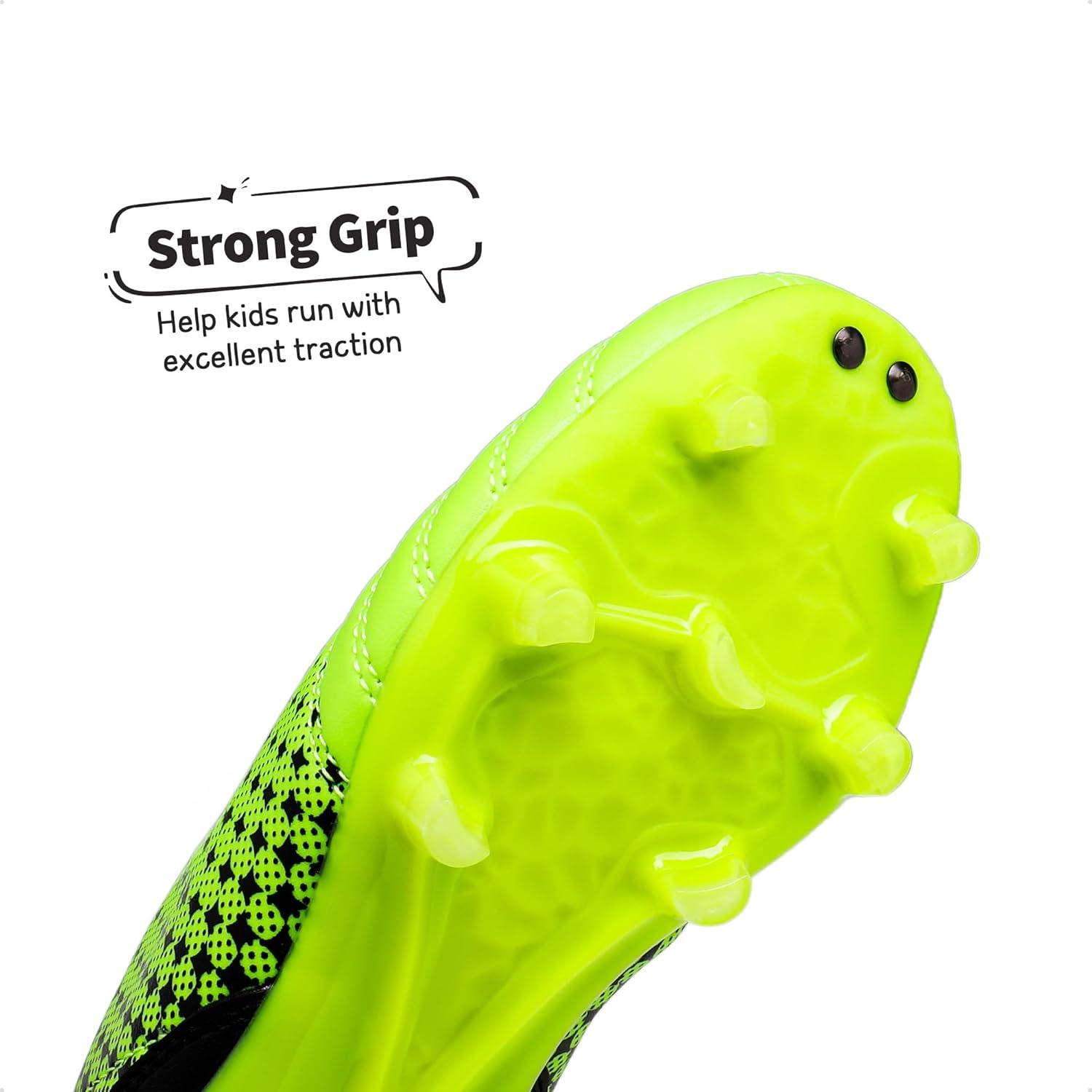 imageDREAM PAIRS Boys Girls Outdoor Sport Football Shoes Soccer Cleats for LittleBig KidNeonGreenBlack