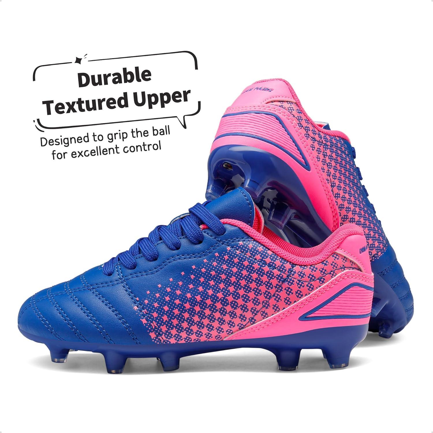 imageDREAM PAIRS Boys Girls Outdoor Sport Football Shoes Soccer Cleats for LittleBig KidRoyalBlueFuchsia