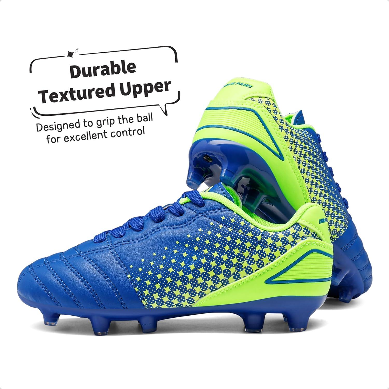 imageDREAM PAIRS Boys Girls Outdoor Sport Football Shoes Soccer Cleats for LittleBig KidRoyalBlueNeonGreen