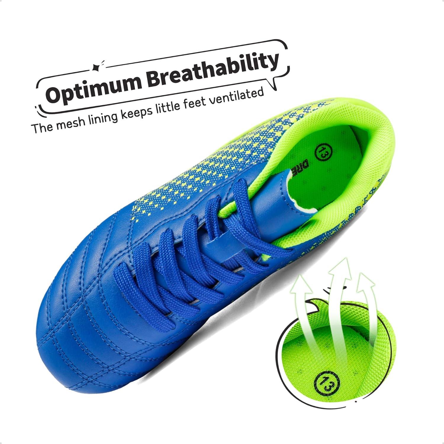 imageDREAM PAIRS Boys Girls Outdoor Sport Football Shoes Soccer Cleats for LittleBig KidRoyalBlueNeonGreen