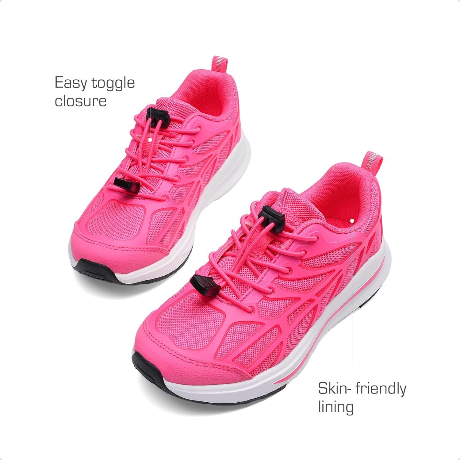 imageDREAM PAIRS Boys Girls Running Shoes Kids Athletic Lightweight Breathable Gym School ShoesHot Pink