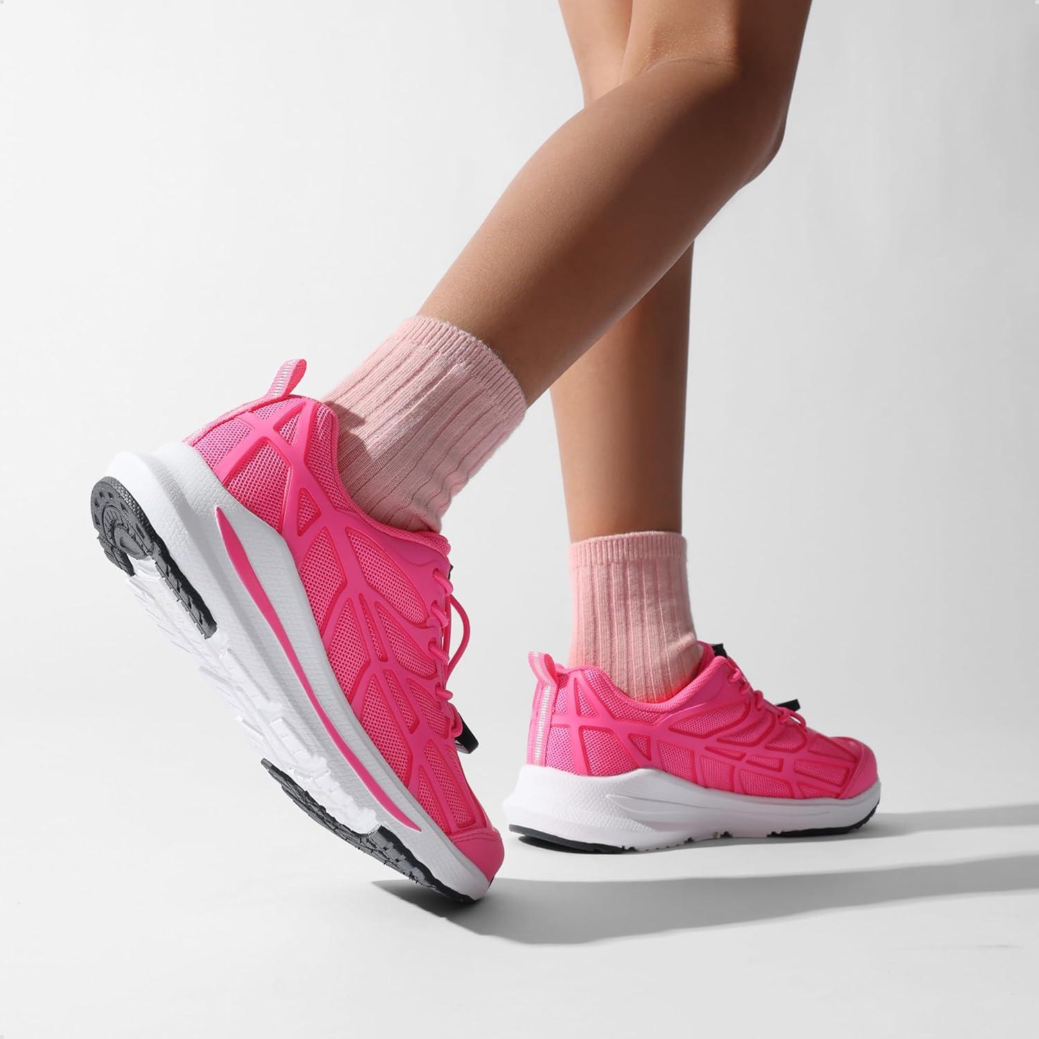 imageDREAM PAIRS Boys Girls Running Shoes Kids Athletic Lightweight Breathable Gym School ShoesHot Pink