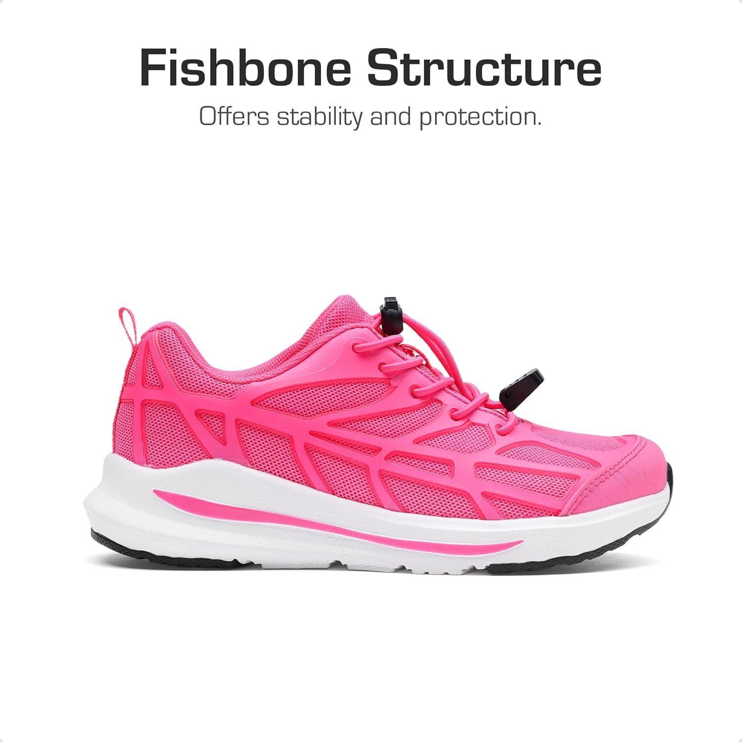 imageDREAM PAIRS Boys Girls Running Shoes Kids Athletic Lightweight Breathable Gym School ShoesHot Pink