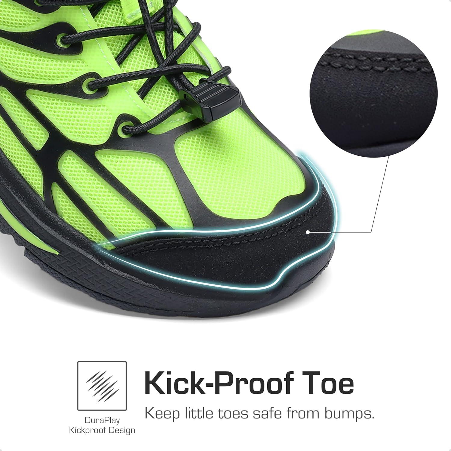 imageDREAM PAIRS Boys Girls Running Shoes Kids Athletic Lightweight Breathable Gym School ShoesNeon GreenBlack