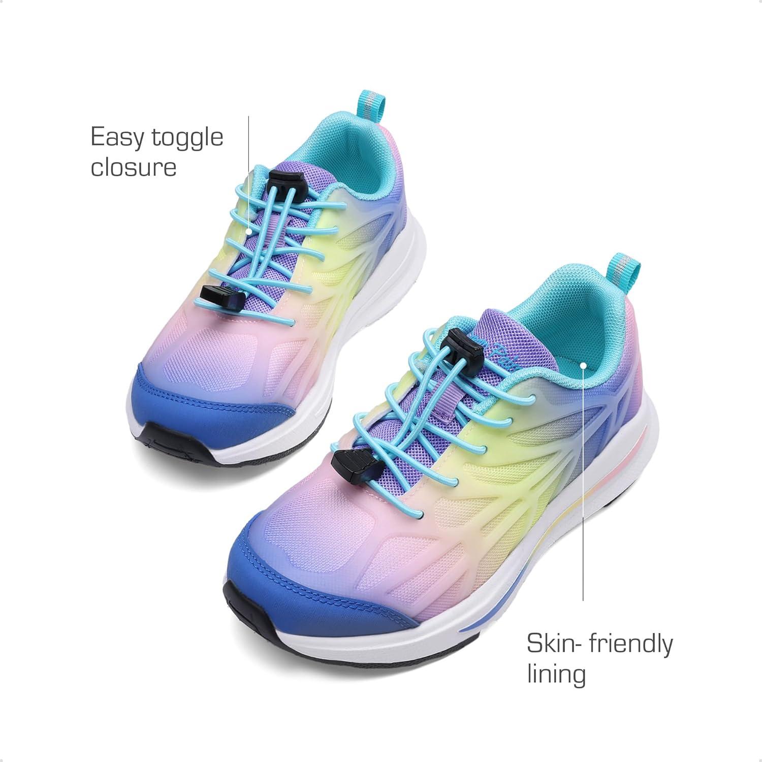 imageDREAM PAIRS Boys Girls Running Shoes Kids Athletic Lightweight Breathable Gym School ShoesRainbow