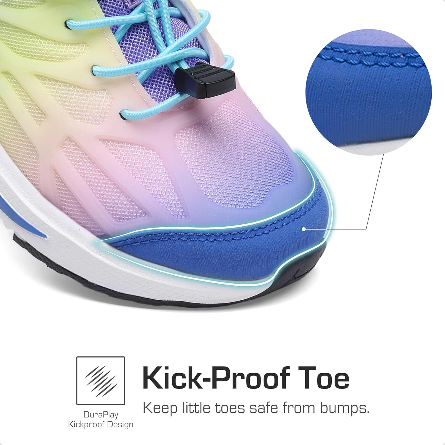 imageDREAM PAIRS Boys Girls Running Shoes Kids Athletic Lightweight Breathable Gym School ShoesRainbow